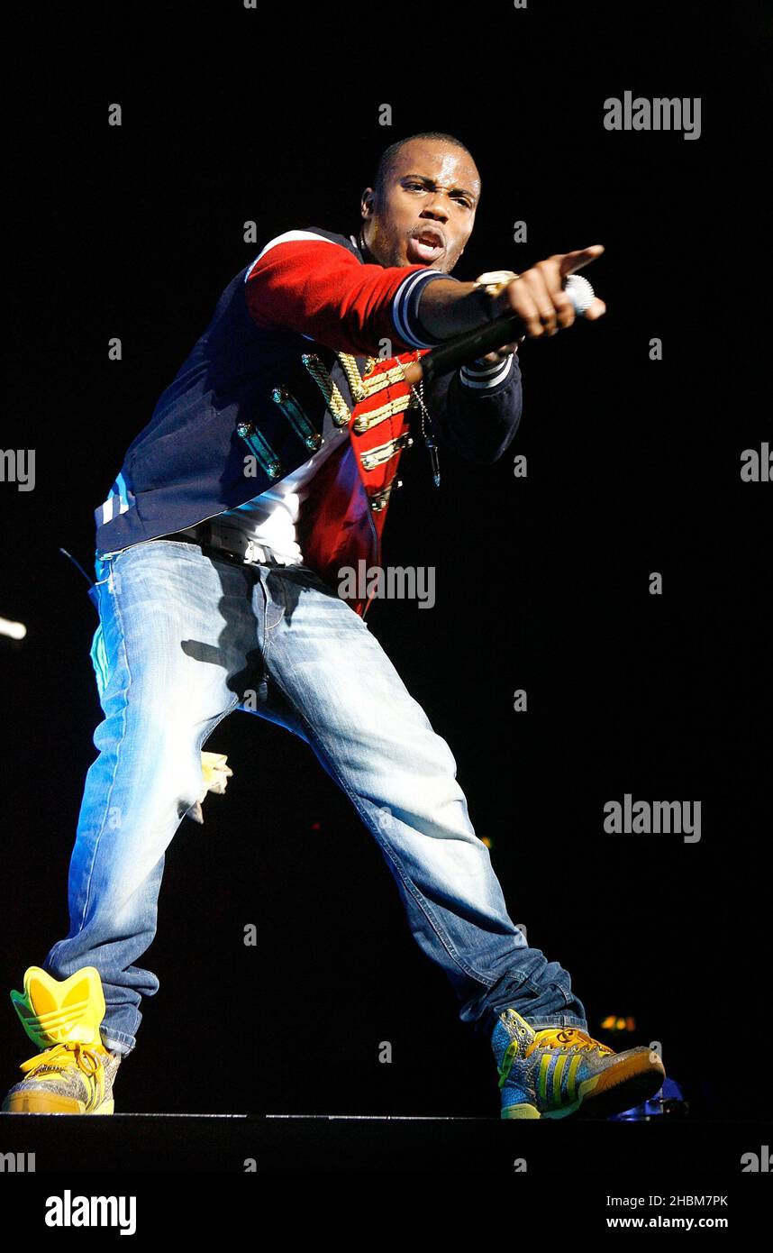 B.O.B. spielt auf der Bühne des BBC Radio 1Xtra Live in der Wembley Arena in London. Stockfoto
