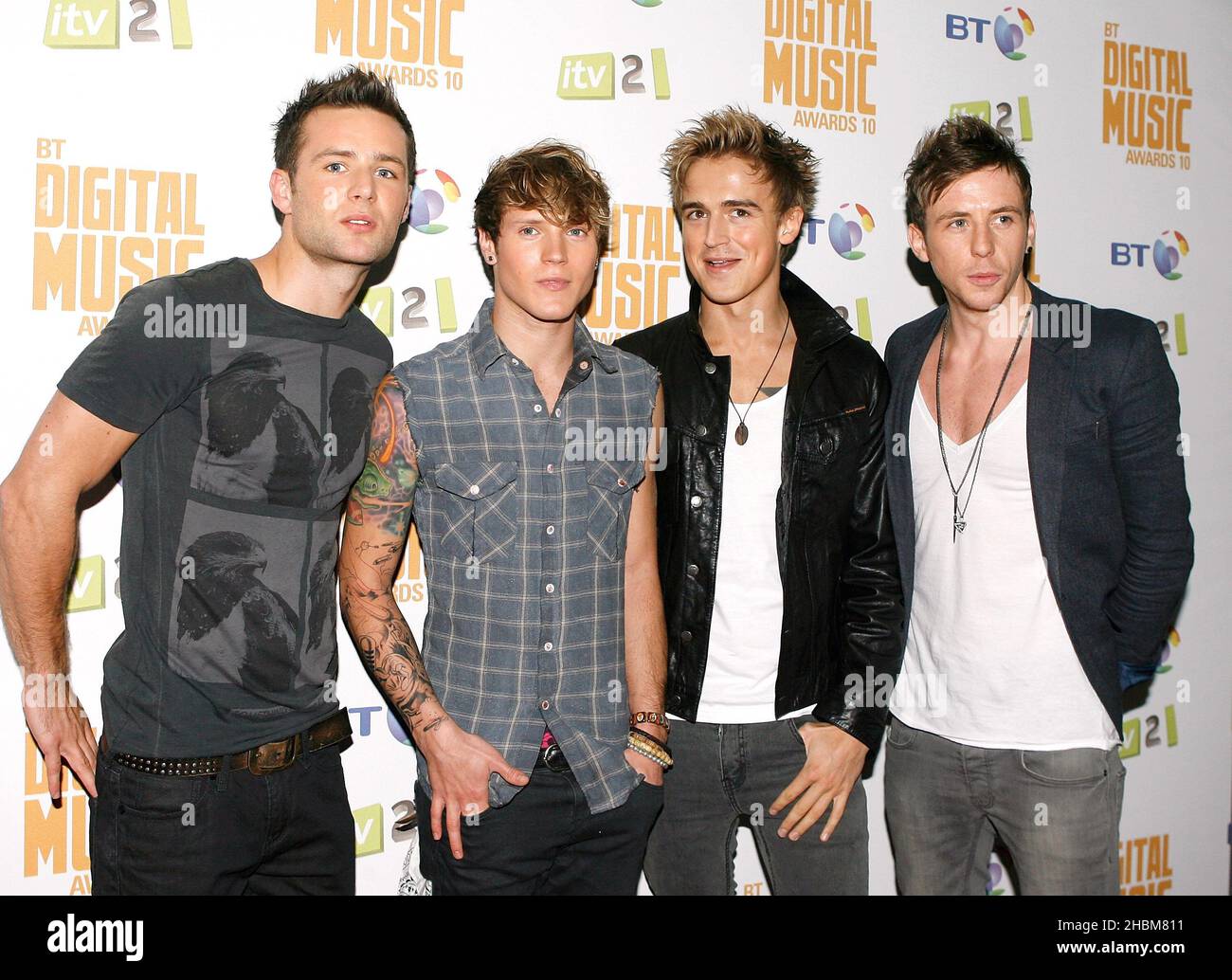 McFly kommt am 30. September 2010 bei den BT Digital Awards im Roundhouse in London an. Stockfoto