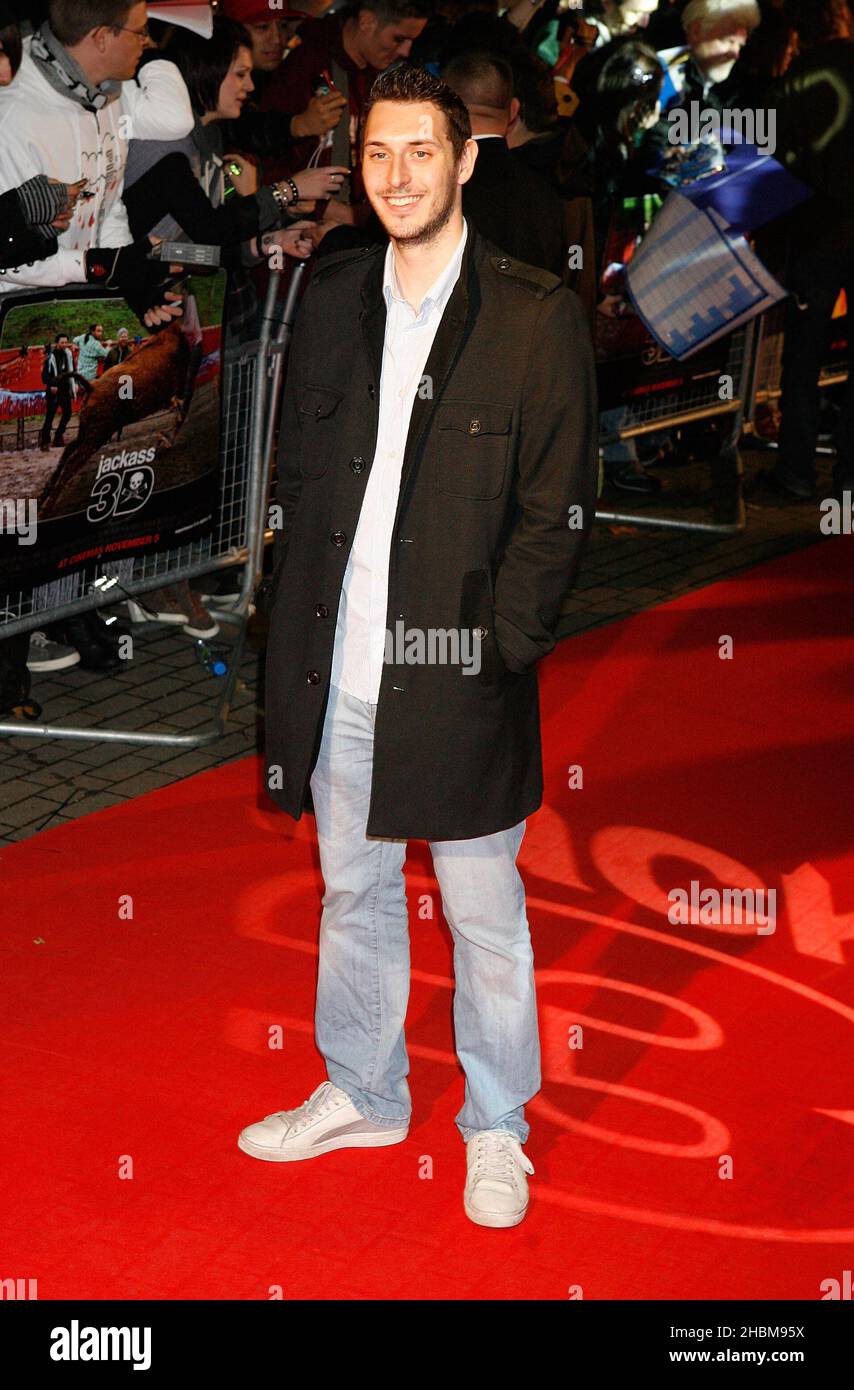 Blake Harrison nimmt an der UK Film Premiere von 'Jackass 3D im BFI IMAX in London Teil. Stockfoto
