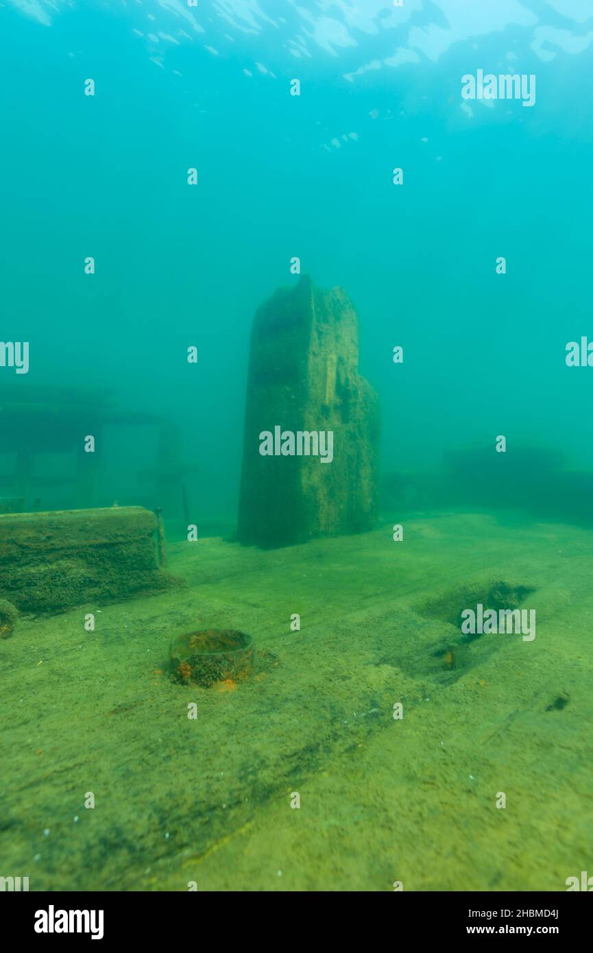 Das Deck des Bermuda-Schiffswracks im Alger Underwater Preserve im Lake Superior Stockfoto