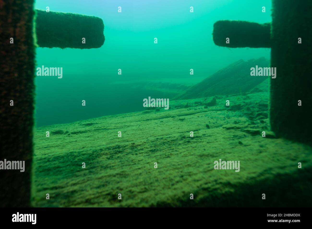 Das Deck des Bermuda-Schiffswracks im Alger Underwater Preserve im Lake Superior Stockfoto