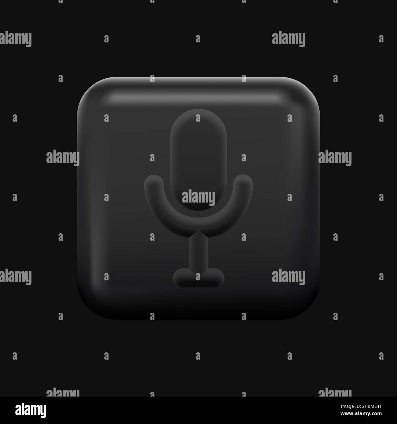 Schwarzes Mikrofonsymbol. Dunkles Symbol Eingestellt. Isolierte App-Taste. Vektorgrafik Stock Vektor