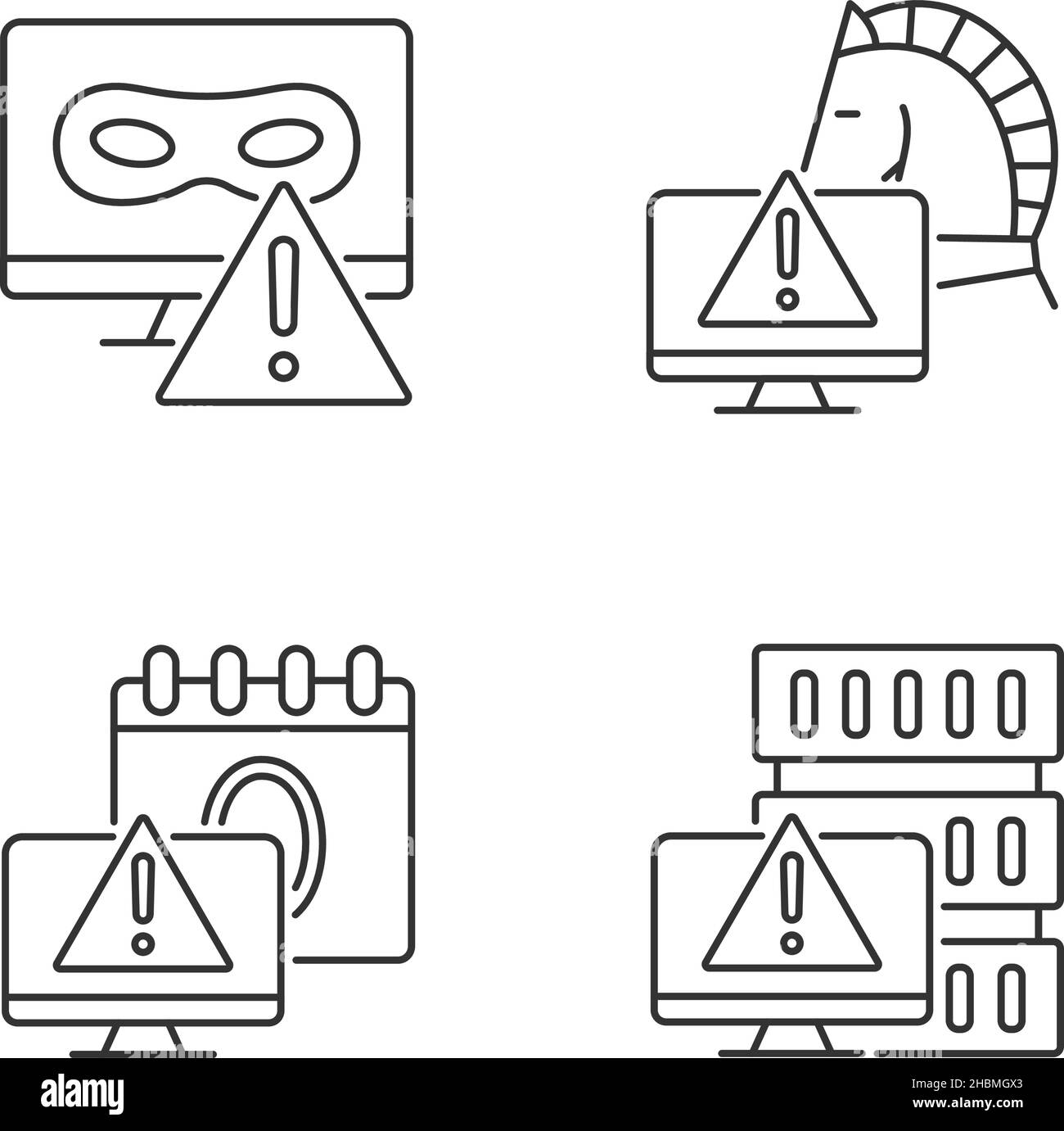 Computersystem greift lineare Symbole an Stock Vektor