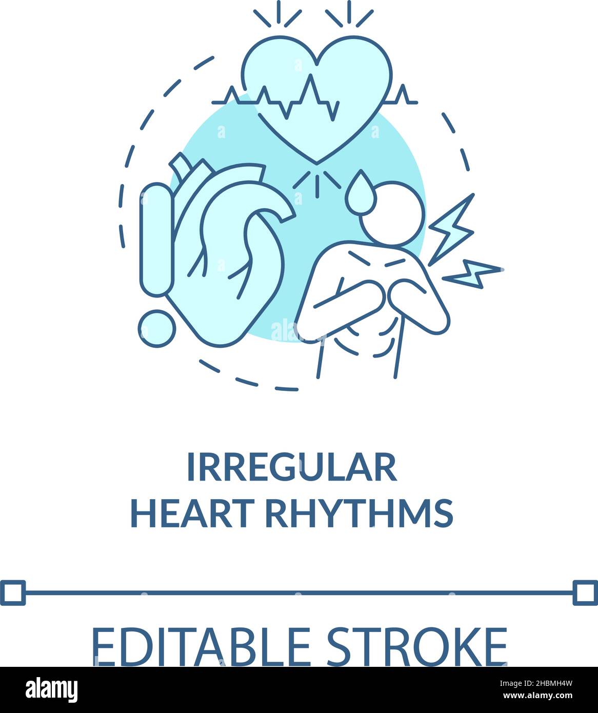 Unregelmäßige Herzrhythmen, türkisfarbenes Konzeptsymbol Stock Vektor