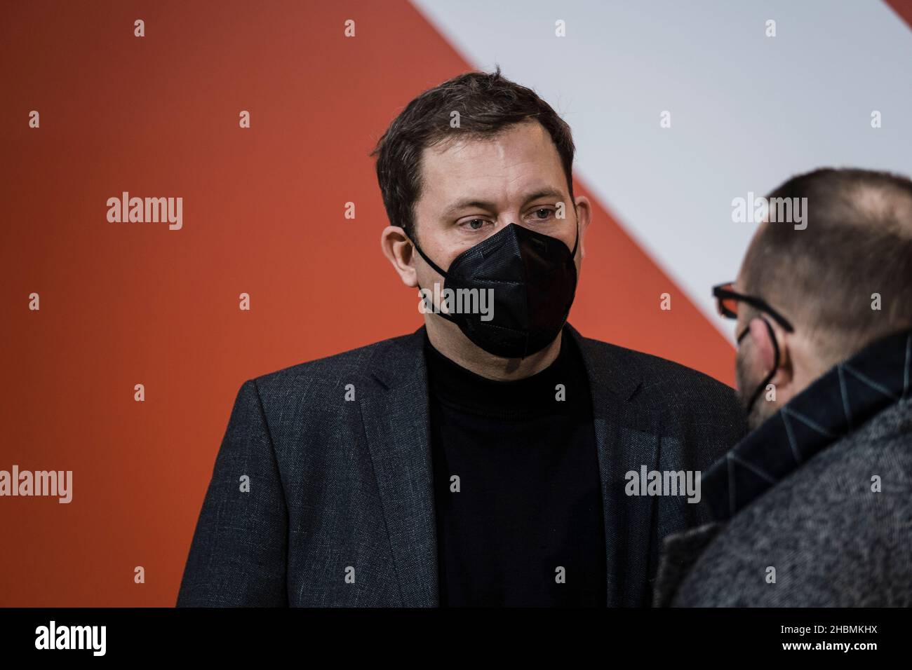 Pressekonferenz der Sozialdemokratischen Partei in Berlin am 20. Dezember 2021. (Foto von Ralph Pache/PRESSCOV/Sipa USA) Stockfoto