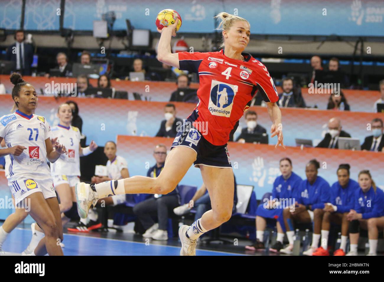 Veronica Kristiansen aus Norwegen während der IHF-Frauen-Weltmeisterschaft 2021, letztes Handballspiel zwischen Frankreich und Norwegen am 19. Dezember 2021 im Palau d'Esports de Granollers in Granollers, Barcelona, Spanien - Foto: Laurent Lairys/DPPI/LiveMedia Stockfoto
