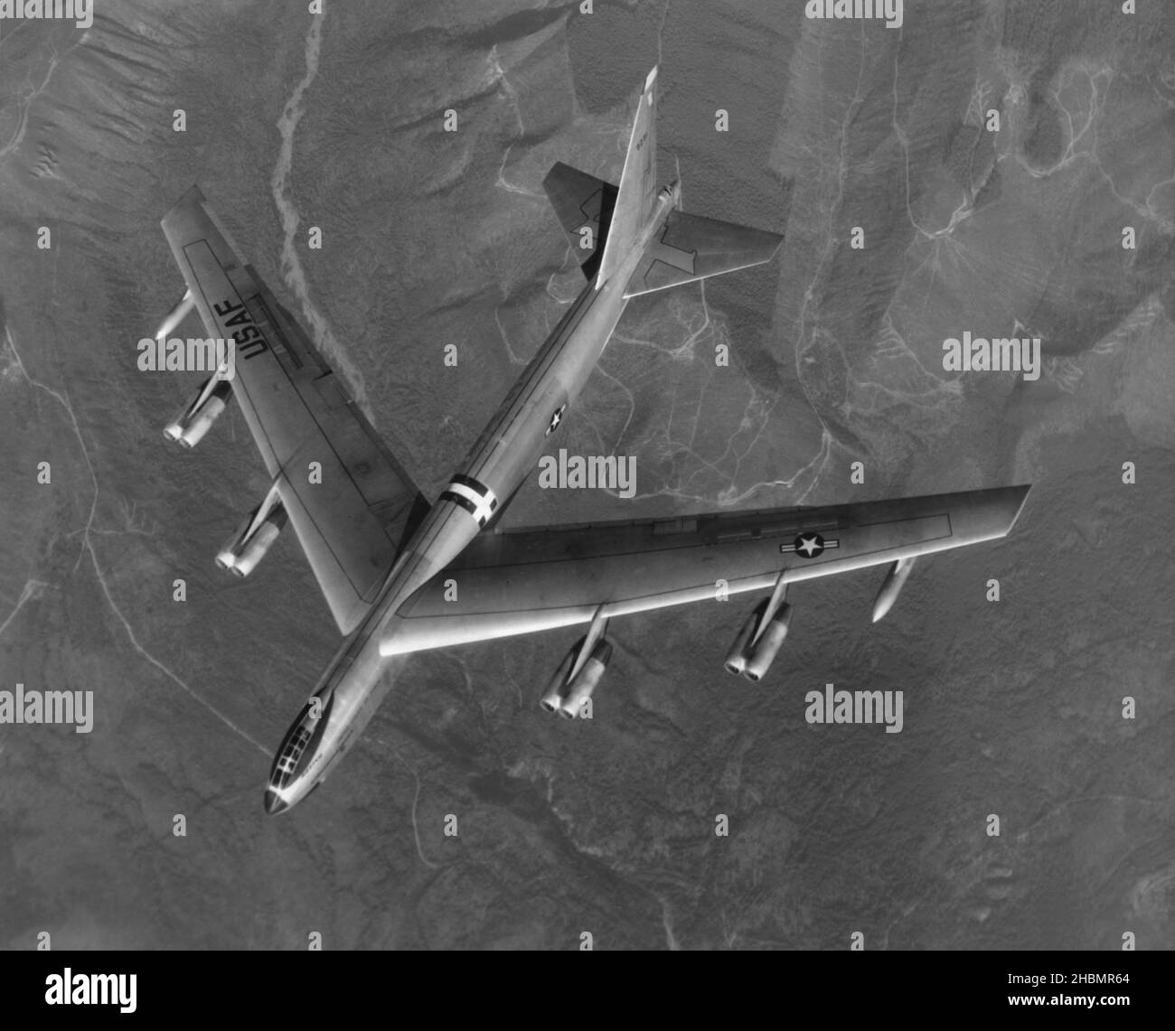 Die Boeing B-52 Stratofortress ist ein US-amerikanischer strategischer Langstreckenbomber mit Unterschall und Düsenantrieb. Die B-52 wurde von Boeing entworfen und gebaut Stockfoto