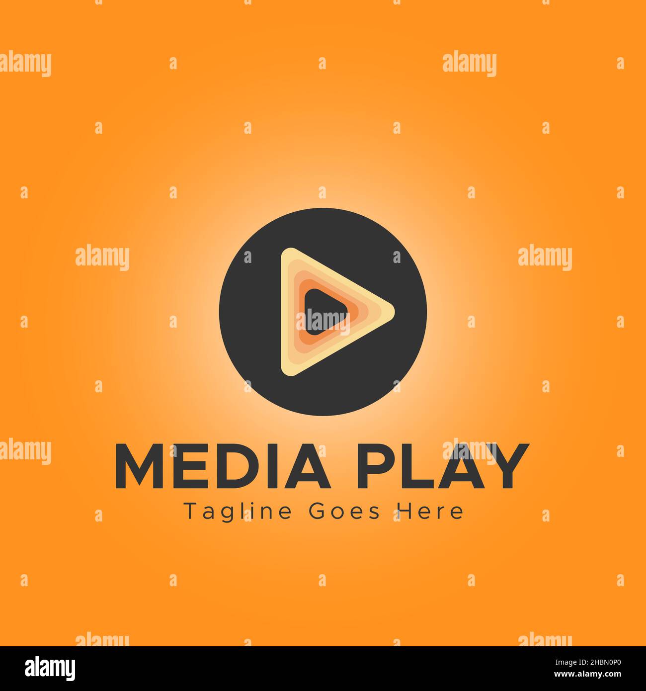 Media Play Logo.Hellorange und dunkel Farbe minimalistisch Abstraktes Logo.Kreisform Logo. Stock Vektor
