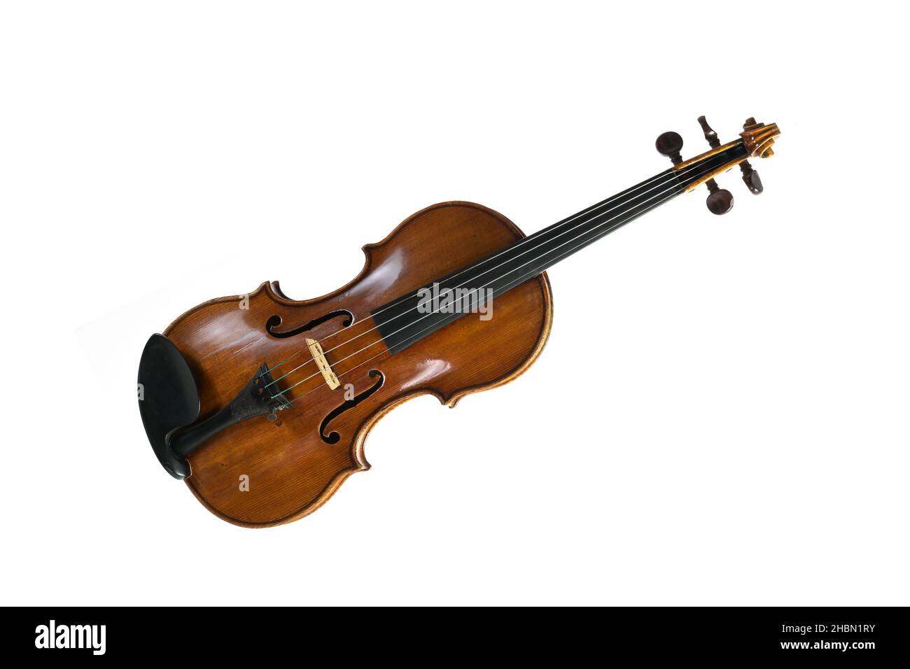 Geige auch Geige genannt, ein Streichmusikinstrument aus der Familie der Gambe, das in Streichquartett, Kammermusik und Sinfonieorchester verwendet wird, isoliert Stockfoto