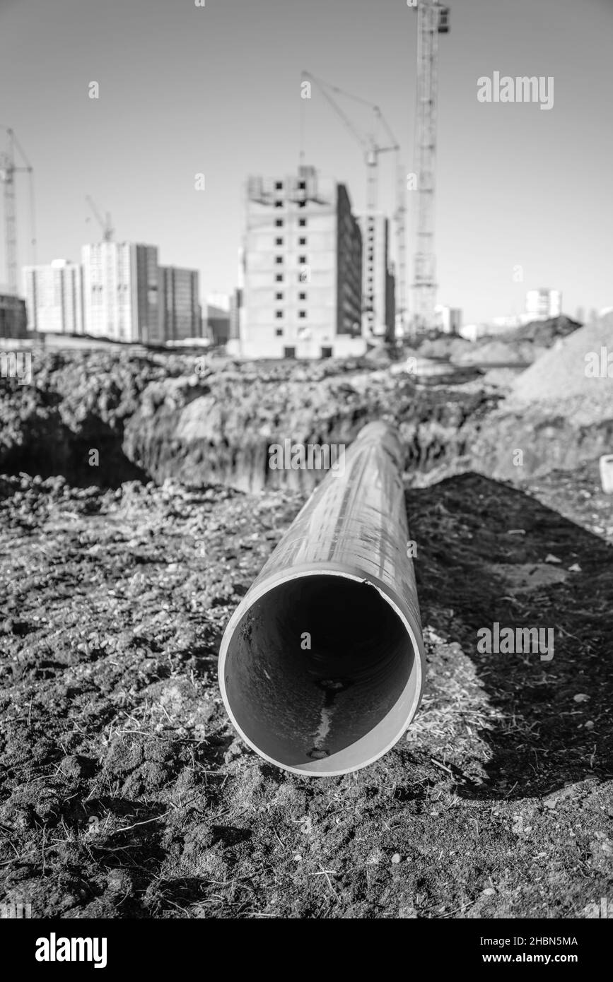 Neue Pipeline in den Prozess der Gebäude, im Bau Stockfoto