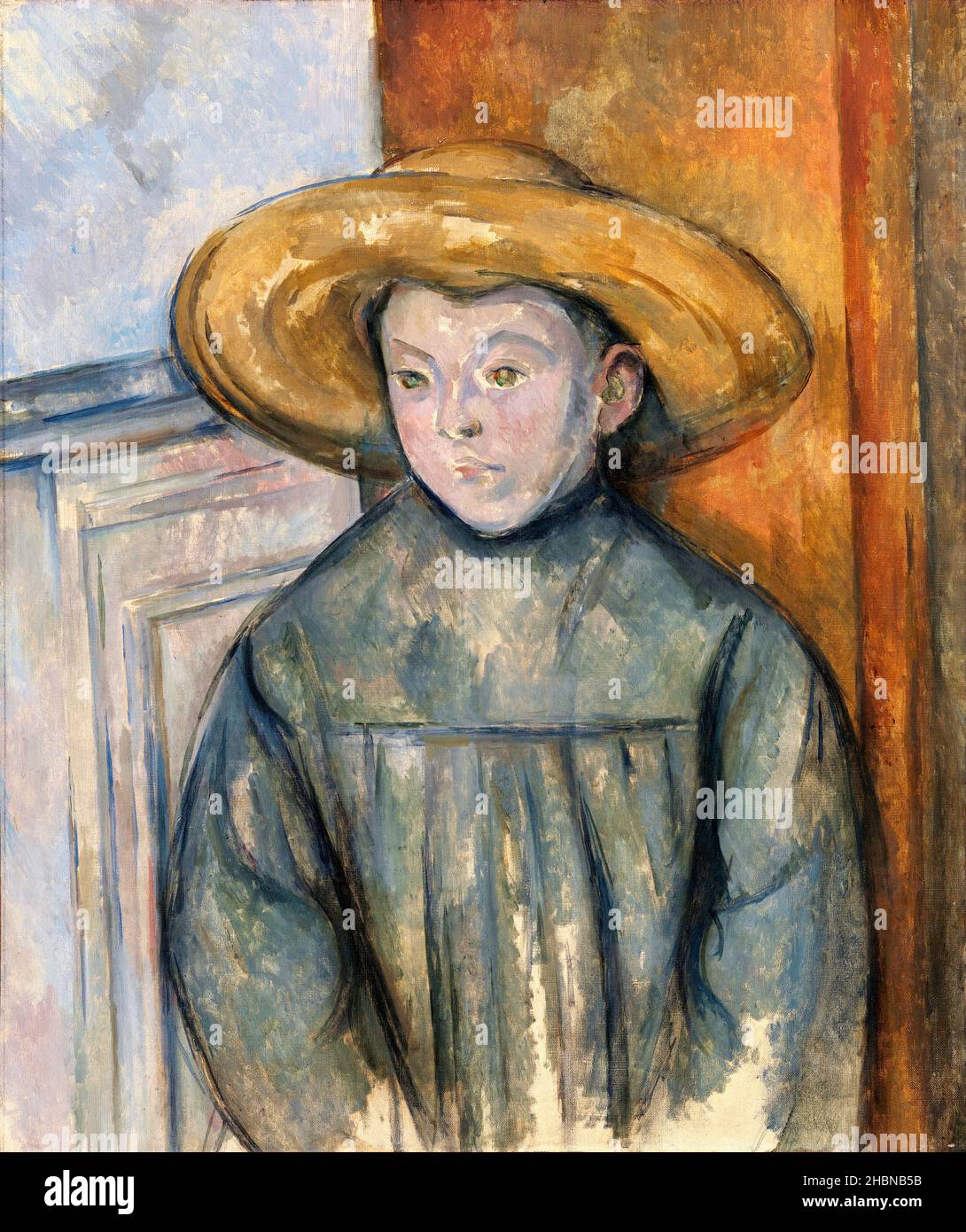 Junge mit Strohhut (L'Enfant au Chapeau de Paille) (1896) von Paul Cézanne. Stockfoto