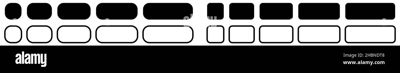 Einfache abgerundete Ecken Rechtecke Symbole gesetzt - kann als Schaltflächen verwendet werden Stock Vektor