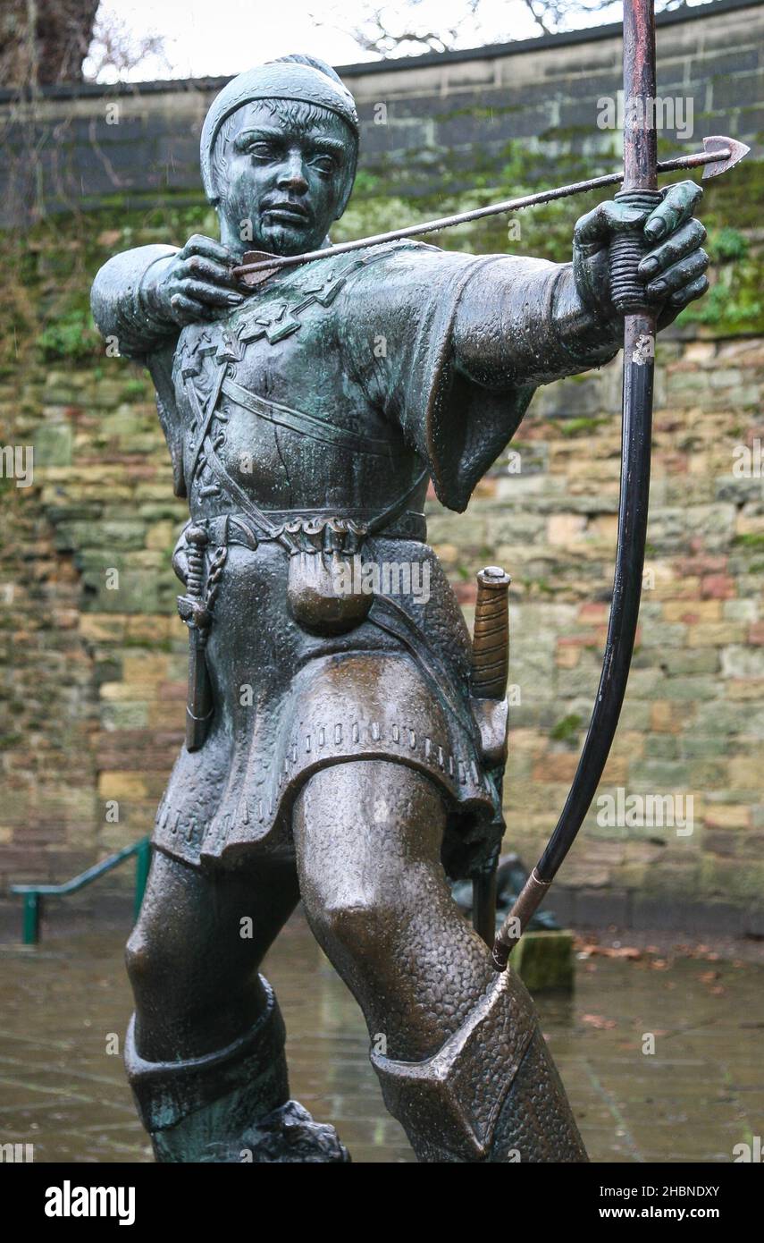 Robin Hood-Statue-Nottingham Stockfoto