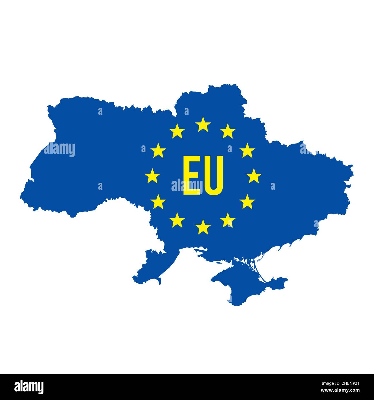 Silhouette der Ukraine-Landkarte mit erope-Flagge. Vektordarstellung von politischen oder geografischen Designelementen Stock Vektor