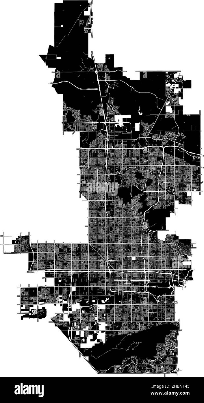 Phoenix, Arizona, USA, hochauflösende Vektorkarte mit Stadtgrenzen und bearbeitbaren Pfaden. Der Stadtplan wurde mit weißen Flächen und Linien gezeichnet Stock Vektor