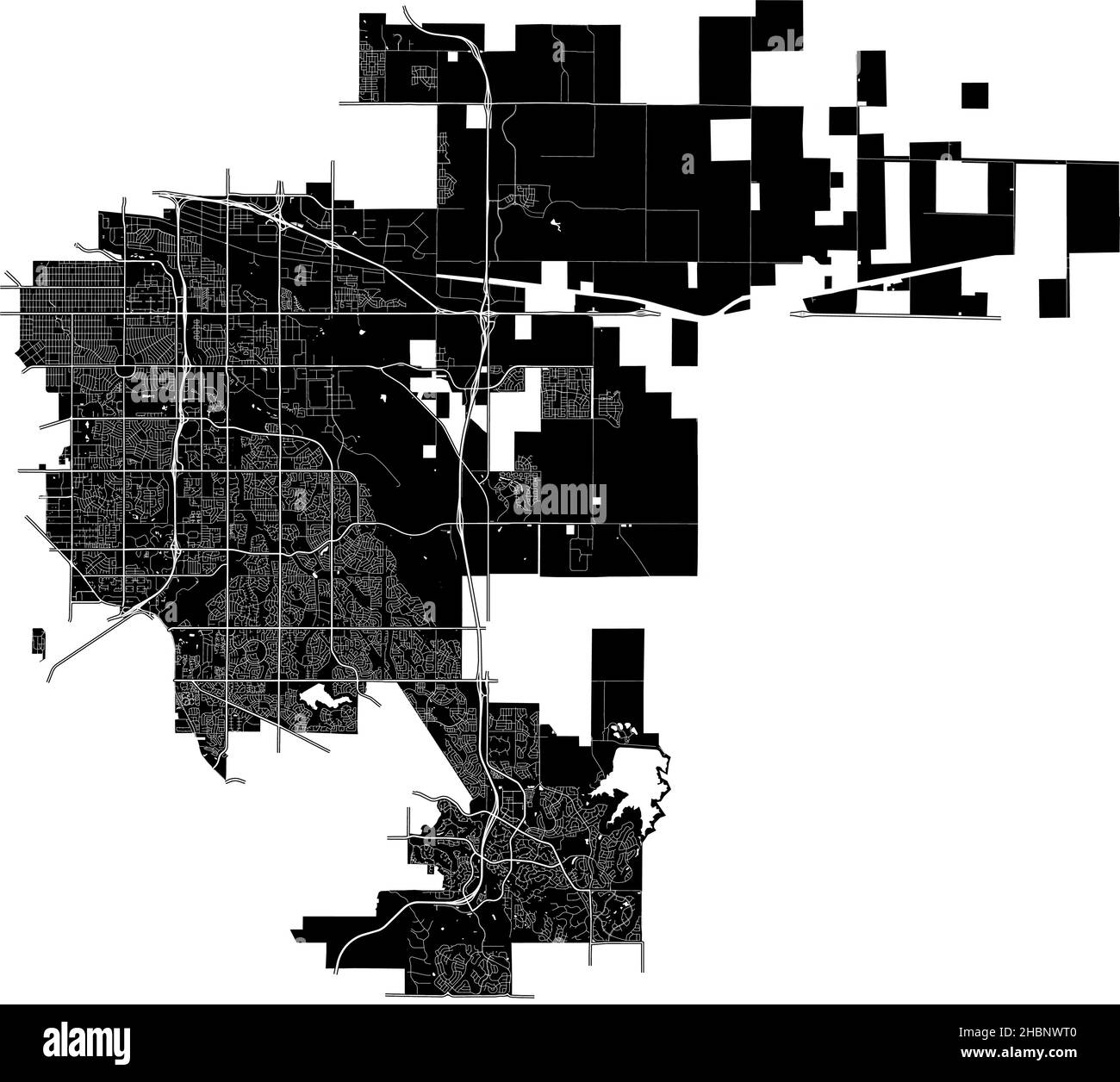 Aurora, Colorado, USA, hochauflösende Vektorkarte mit Stadtgrenzen und bearbeitbaren Pfaden. Der Stadtplan wurde mit weißen Flächen und Linien gezeichnet Stock Vektor