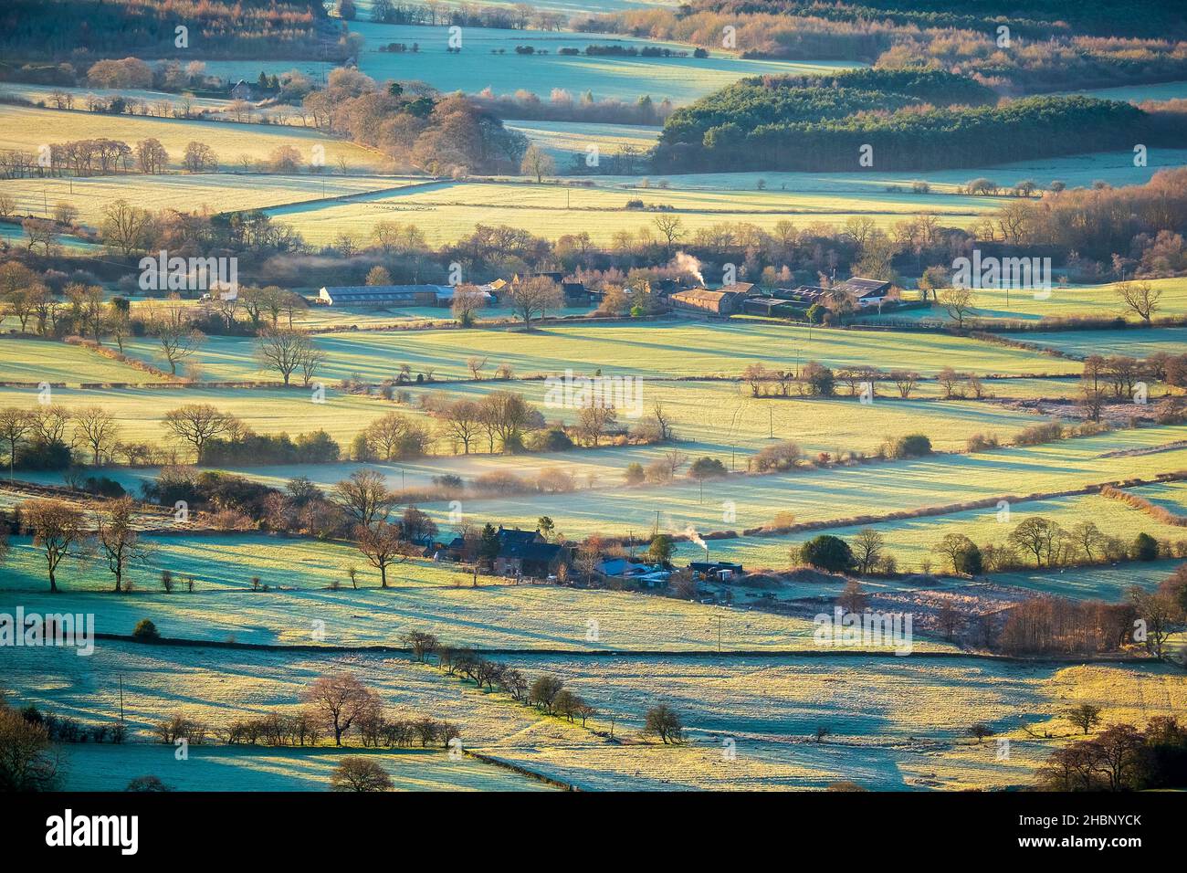 Frostiger Wintermorgen im Peak District National Park, Großbritannien Stockfoto