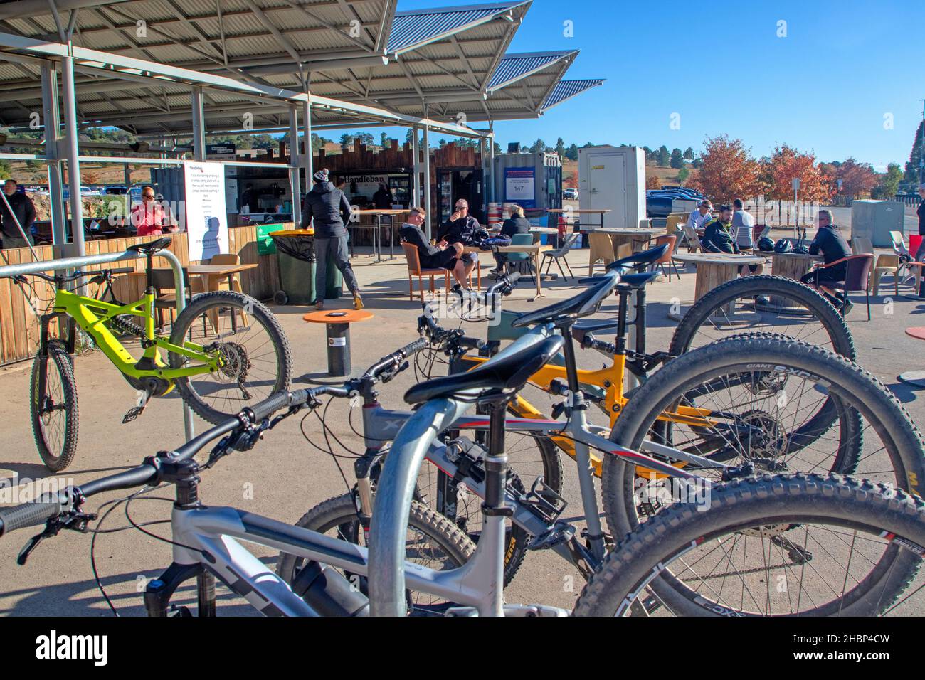 Die Hauptdrehscheibe des Stromlo Mountain Bike Parks Stockfoto