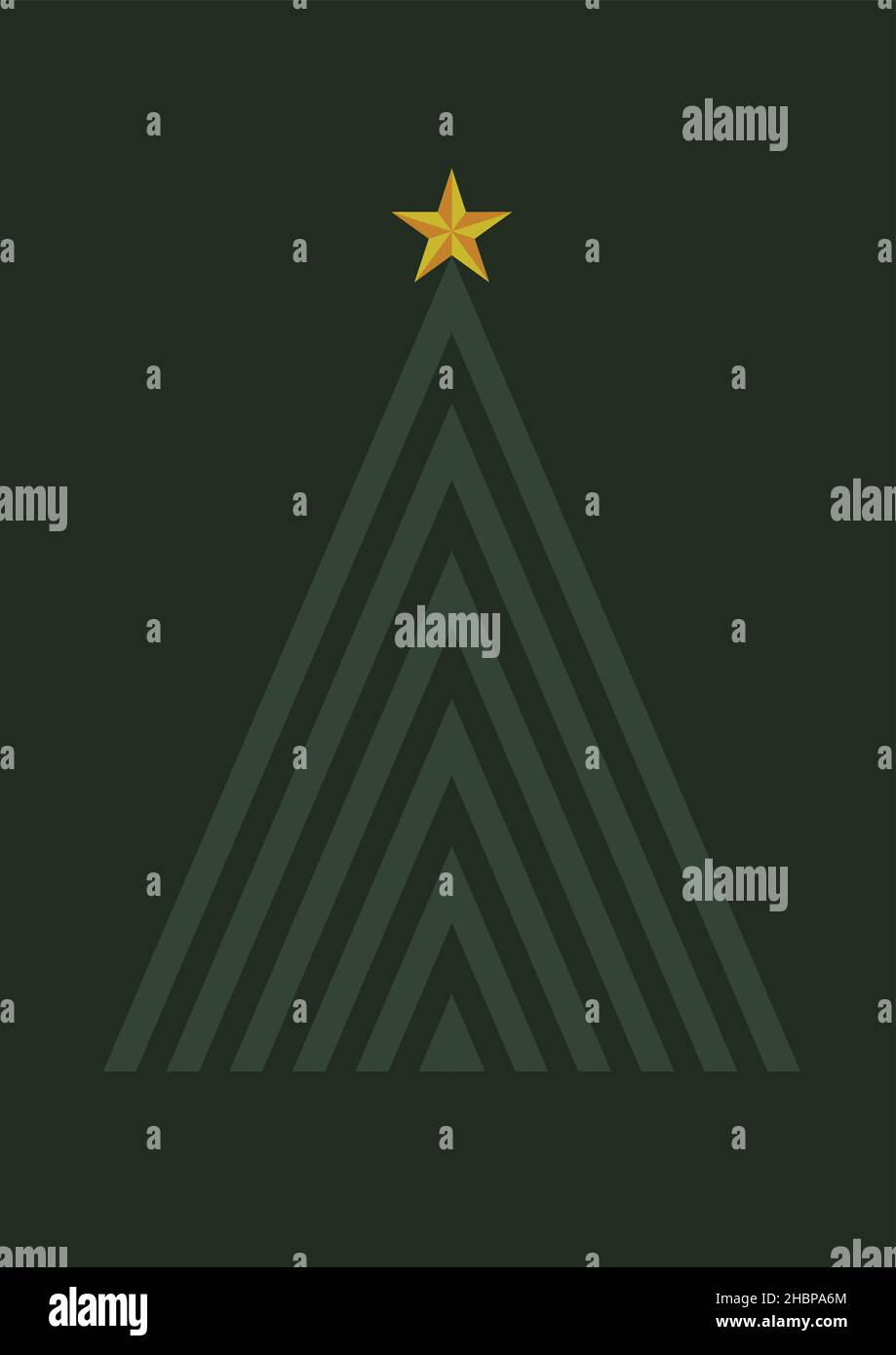 Der vertikale Vektor einfachen Weihnachtsbaum mit dunkelgrünen Grußkarte Hintergrund Stock Vektor