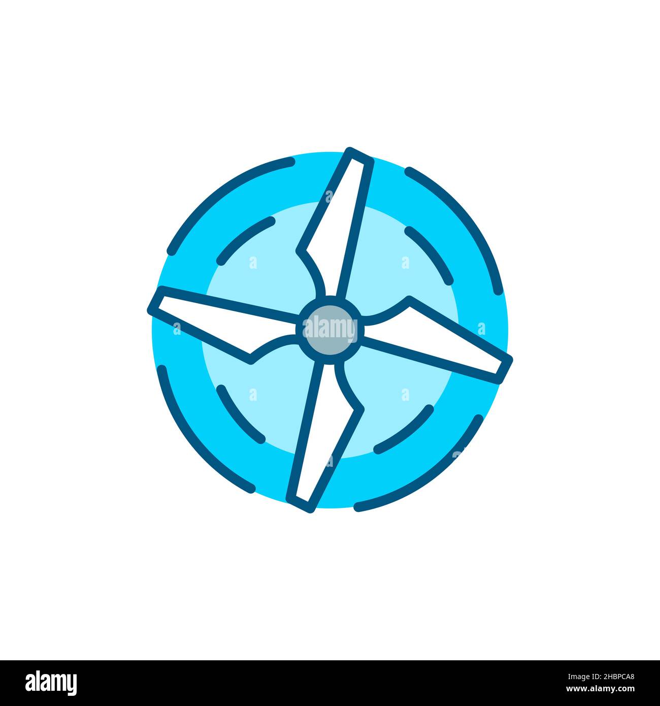 Drone Propeller Draufsicht mit rotierenden Blättern. Pixel perfekt, editierbare Kontur farbenfrohes Symbol Stock Vektor