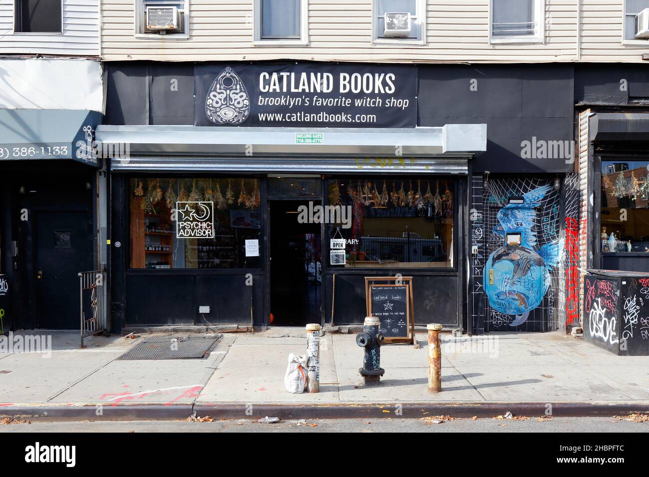 Catland Books, 987 Flushing Ave, Brooklyn, NYC Foto von einem metaphysischen Laden, einer Buchhandlung und einem Gemeinschaftsraum im Stadtteil Bushwick Stockfoto