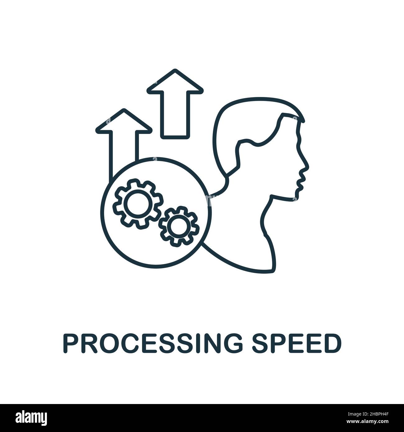 Symbol für Verarbeitungsgeschwindigkeit. Linienelement aus der Sammlung kognitiver Fähigkeiten. Lineare Verarbeitung Geschwindigkeit Symbol Zeichen für Web-Design, Infografiken und mehr. Stock Vektor