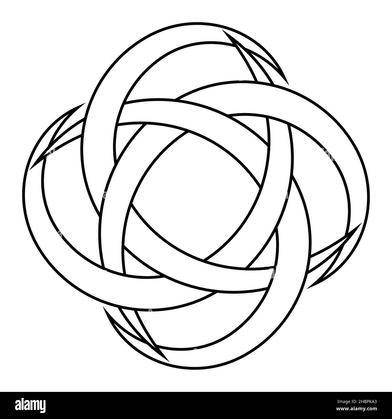Logo Tattoo kreisförmige und radiale Halbmond Symbol für Wohlstand und Glück Stock Vektor