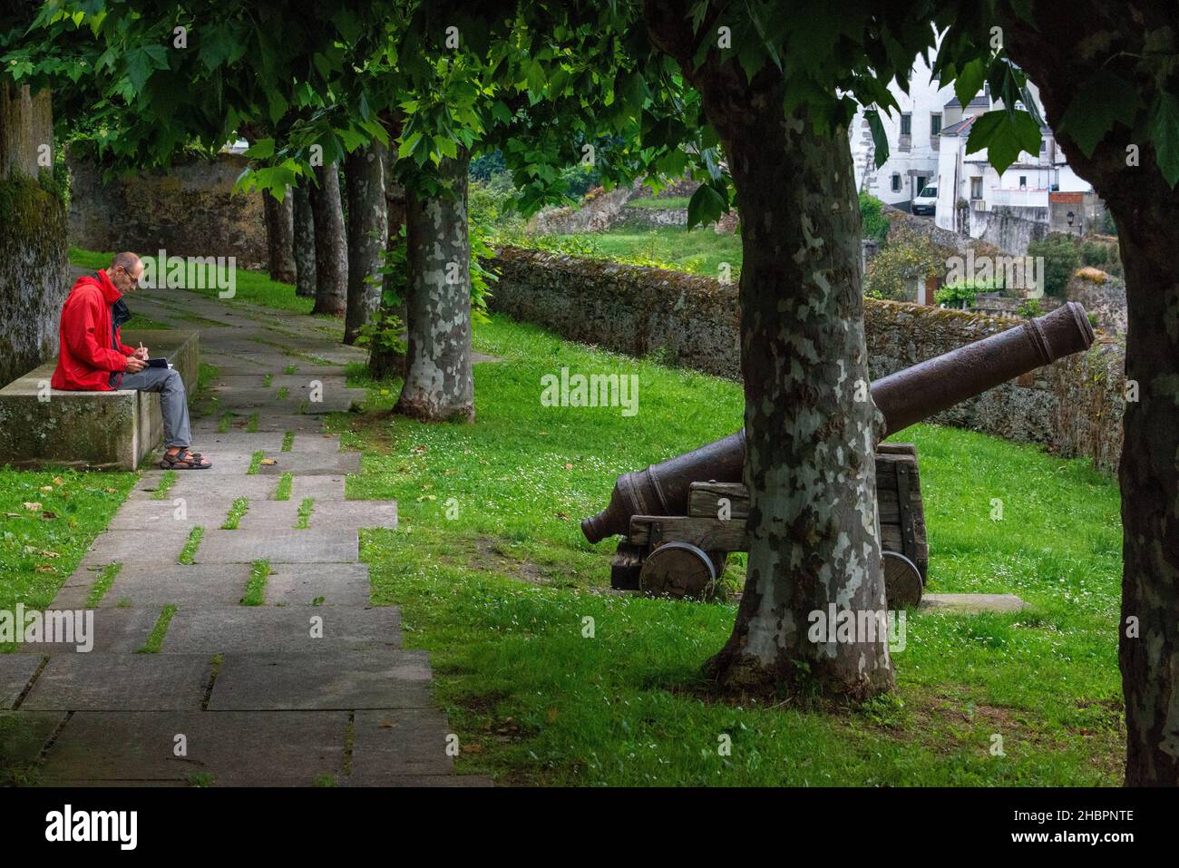 Alte Kanone auf der Atalaya-Suche in Ribadeo, Lugo Provinz, Galizien, Spanien, Europa Stockfoto