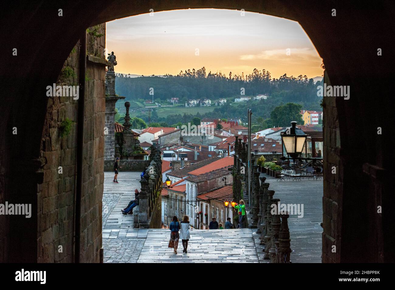 Praza do Obradoiro Platz in Santiago de Compostela, Galicien, Spanien, Europa Stockfoto