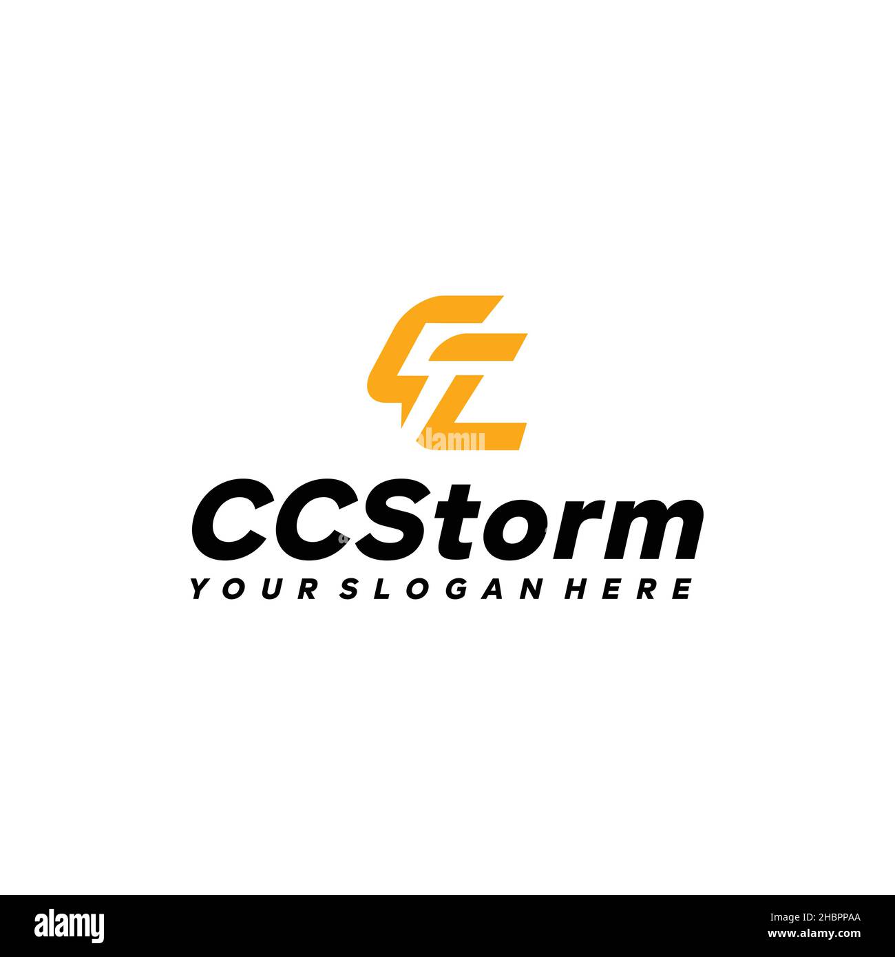 Flaches Buchstabenzeichen anfängliches CC cc Storm Logo Stock Vektor