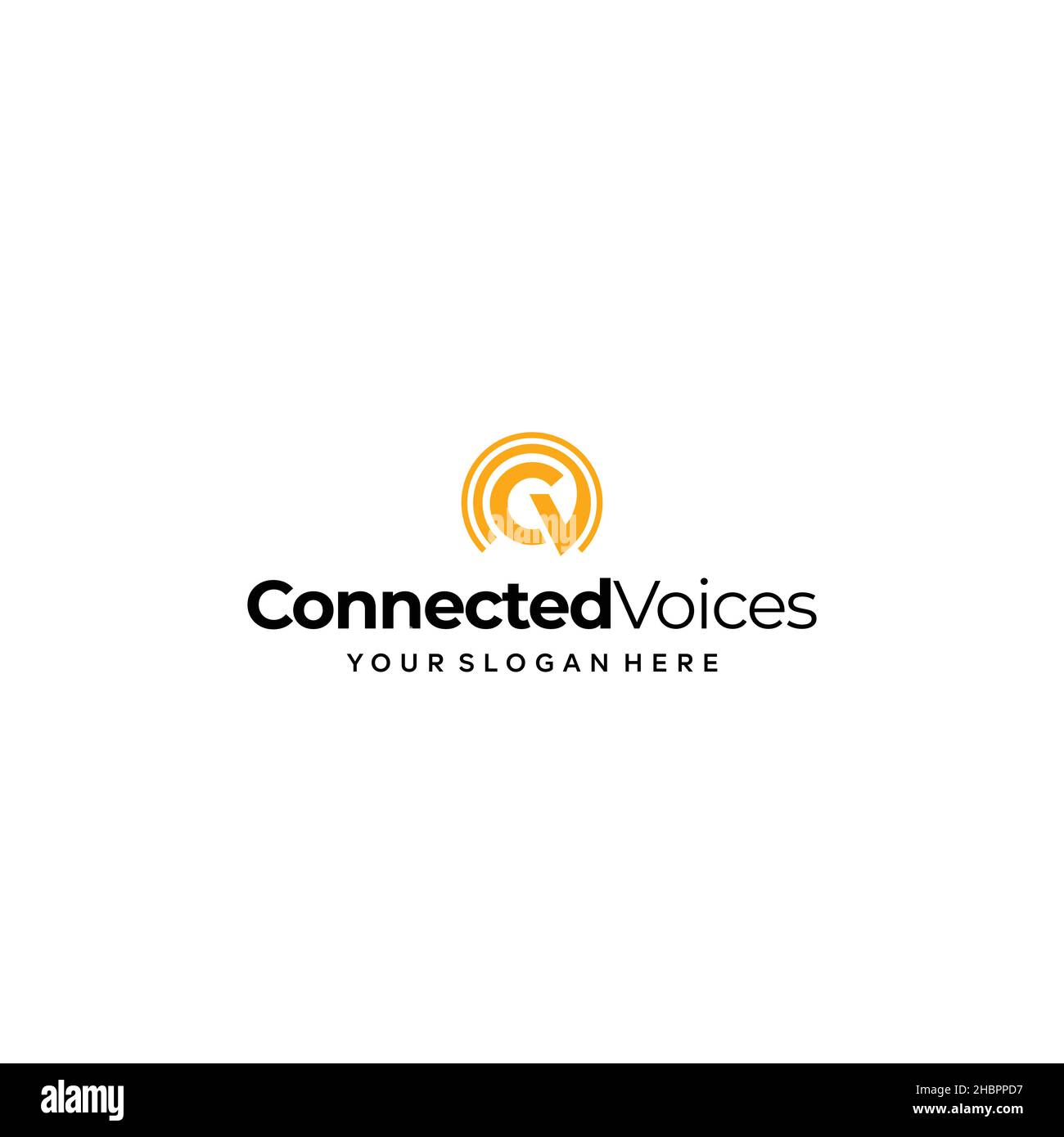 Flaches Anfangslogo mit CV Connected Voices Stock Vektor