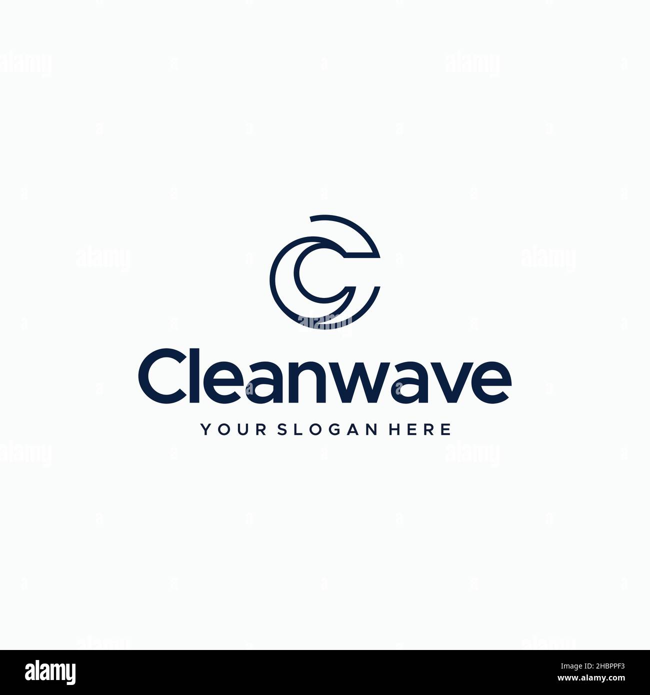 Flaches Buchstabenzeichen mit anfänglichem C-Clean-Wave-Logo Stock Vektor