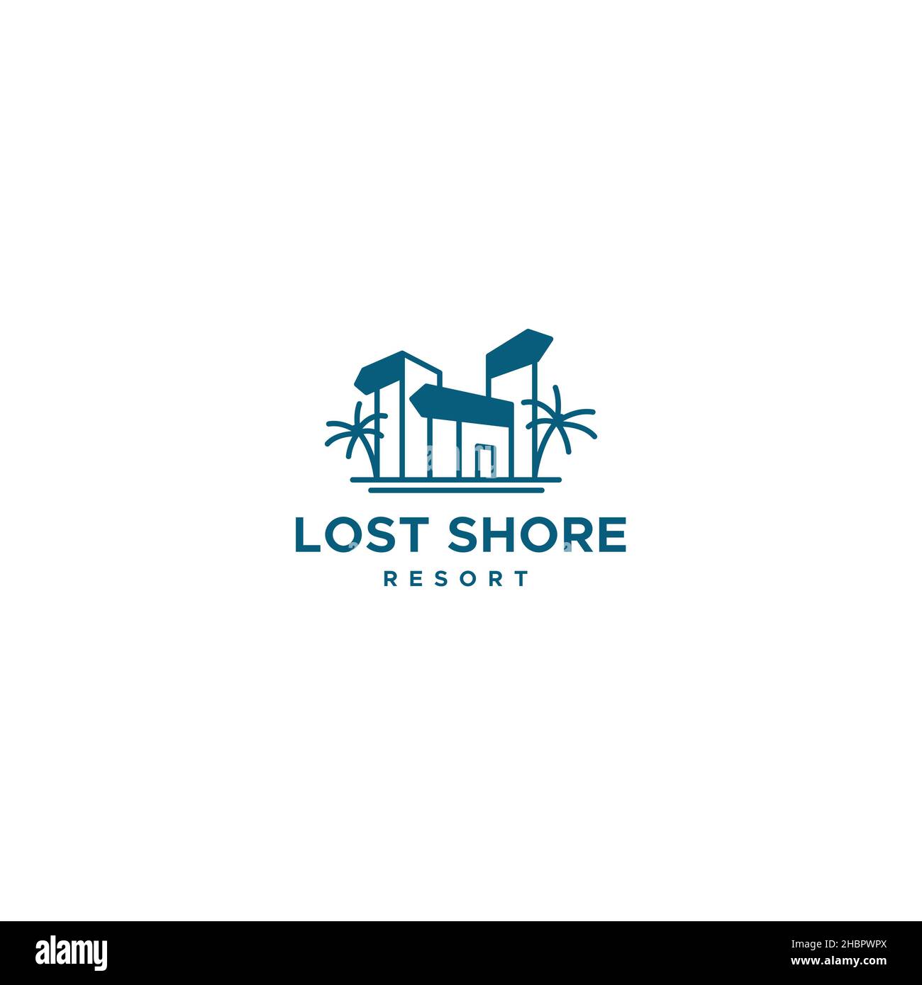 Minimalistisches, schlichtes Logo des Lost Shore Resorts Stock Vektor
