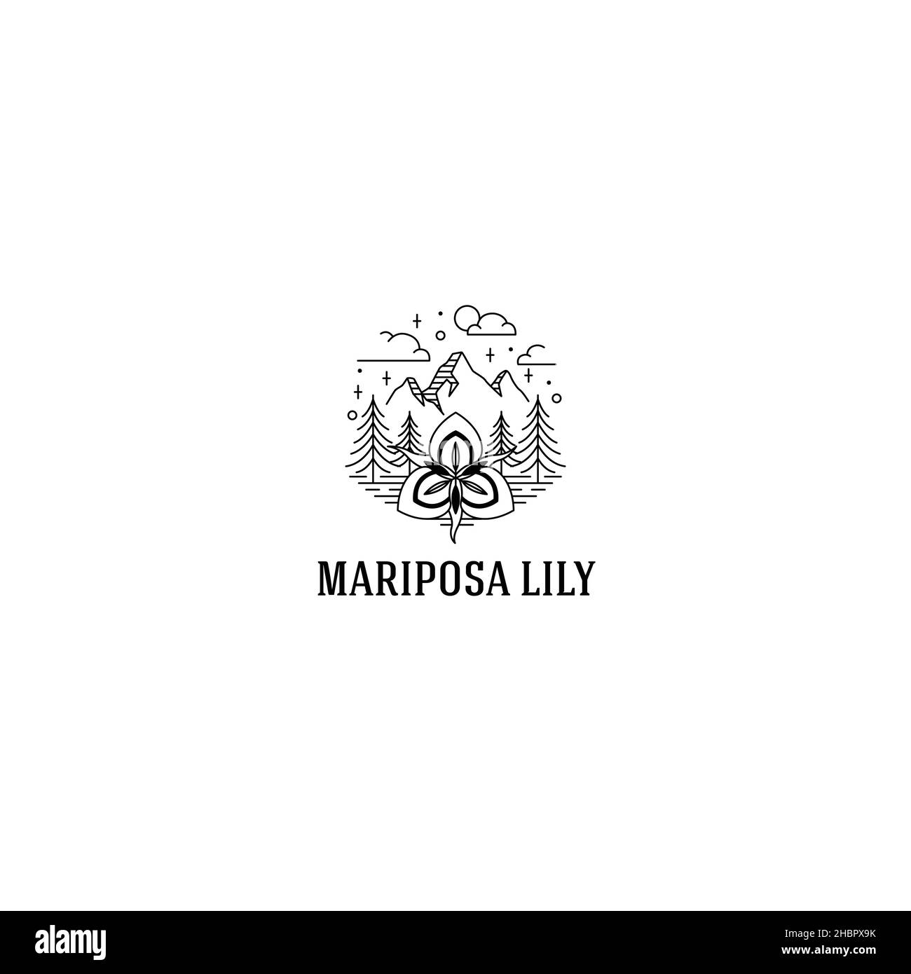 Minimalistische Silhouette Mariposa Lily Logo-Design Stock Vektor