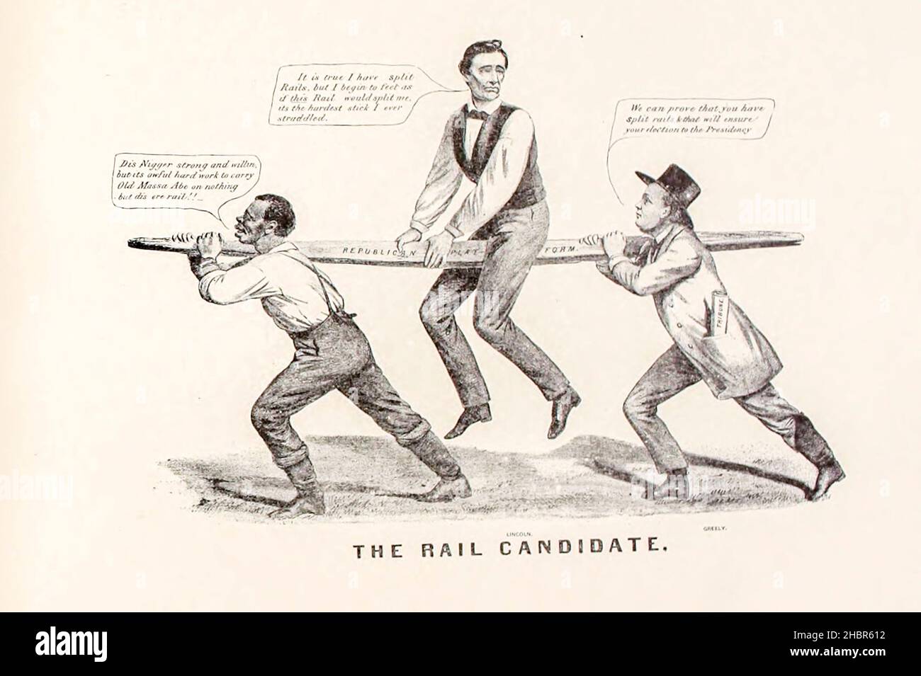 DER BAHNKANDIDAT aus einer Sammlung von Karikaturen zum Bürgerkrieg, die 1892 auf Heavy Plate Paper veröffentlicht wurde Stockfoto