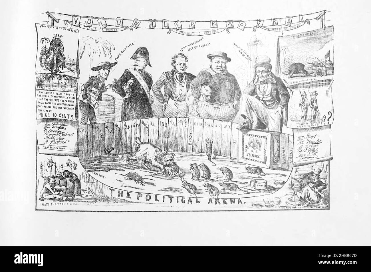 Die politische Arena aus einer Sammlung von Karikaturen zum Bürgerkrieg, die 1892 auf Heavy Plate Paper veröffentlicht wurde Stockfoto