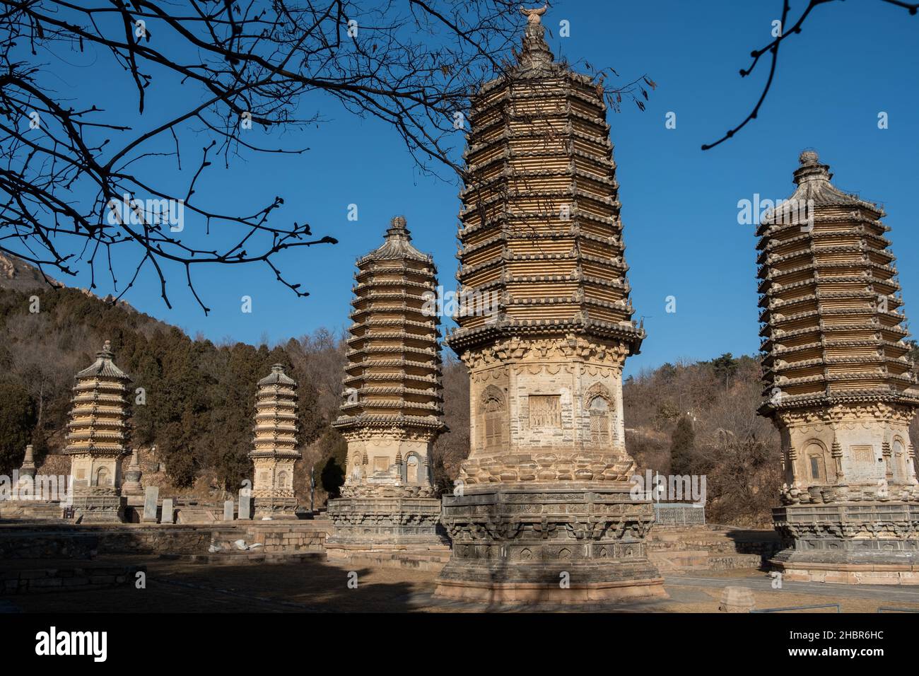 Yinshan Talin (Yinshan Pagodenpark) in Yanshou, Bezirk Changping, Peking, China. Stockfoto