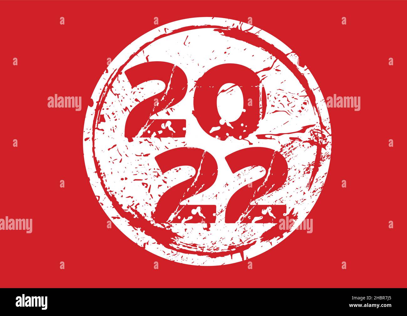 Der Vektor 2022 Happy New Year Eve Kreis grungy Label Aufkleber Stock Vektor