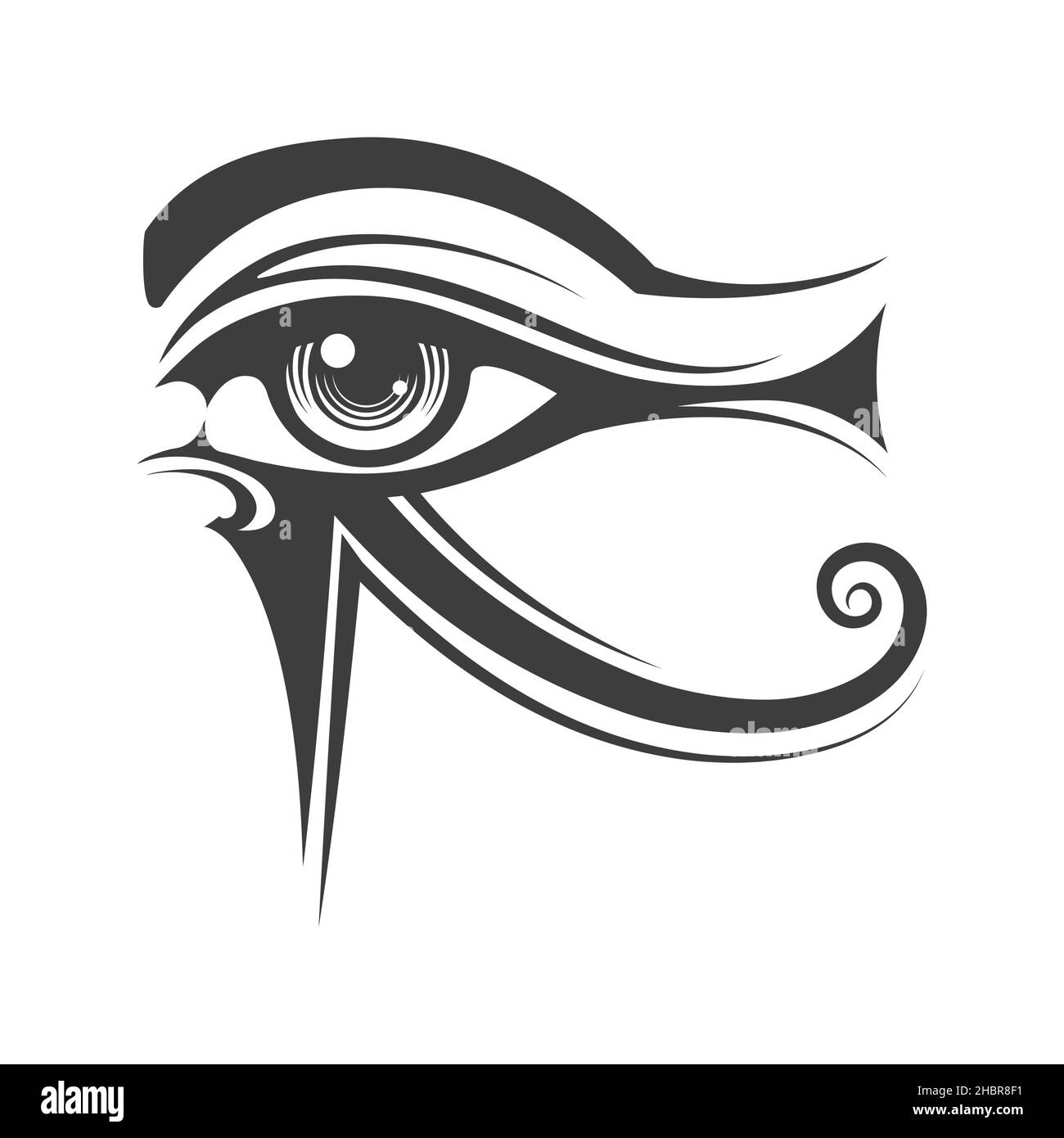 Tattoo von Horus Eye alten ägypten Falken gott isoliert auf Weiß. Vektorgrafik. Stock Vektor