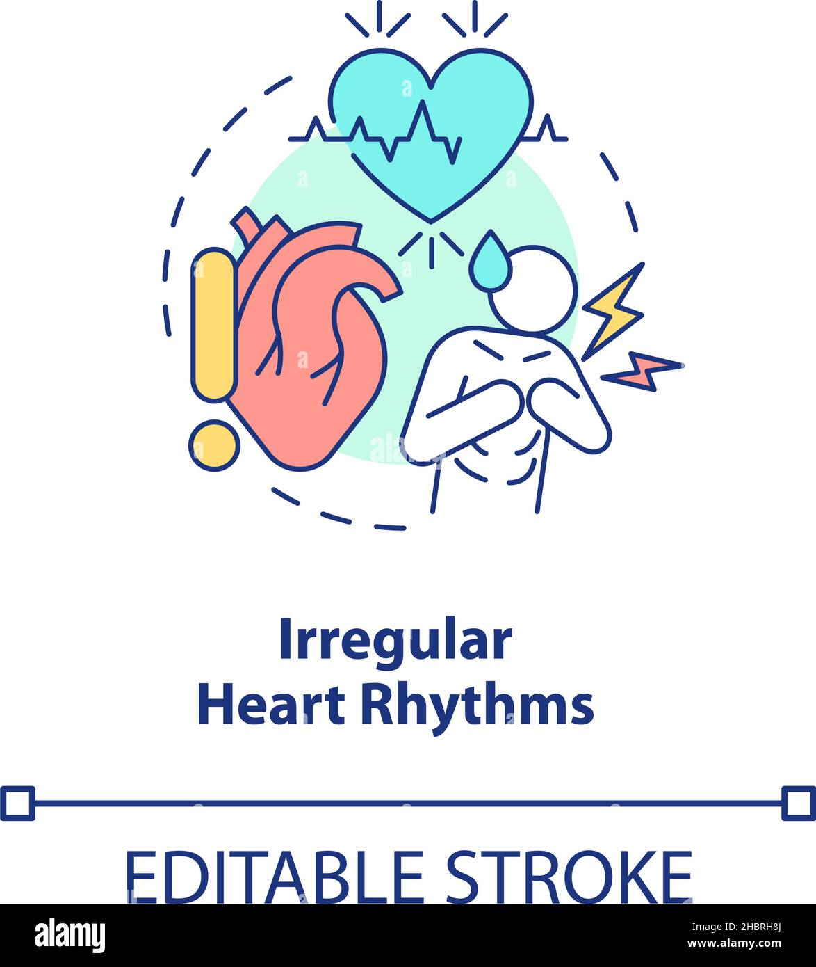 Symbol für das Konzept der unregelmäßigen Herzrhythmen Stock Vektor