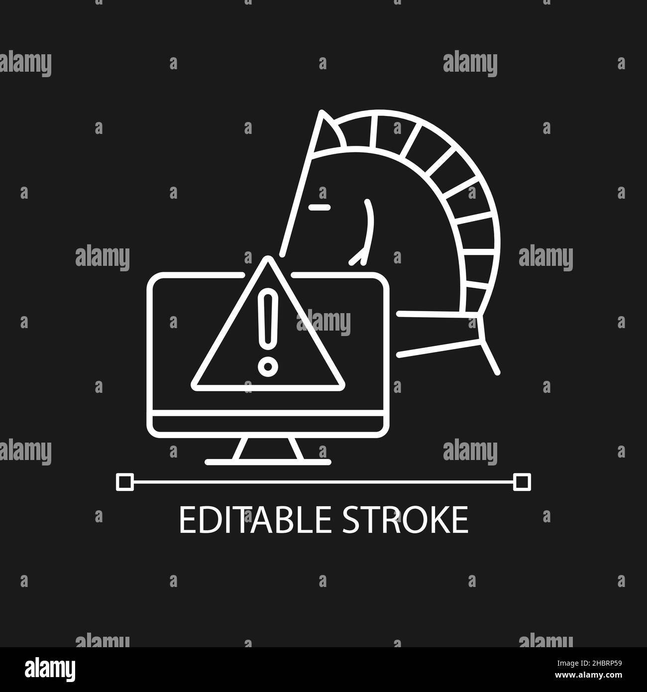 Backdoor Trojaner weißes lineares Symbol für dunkles Thema Stock Vektor