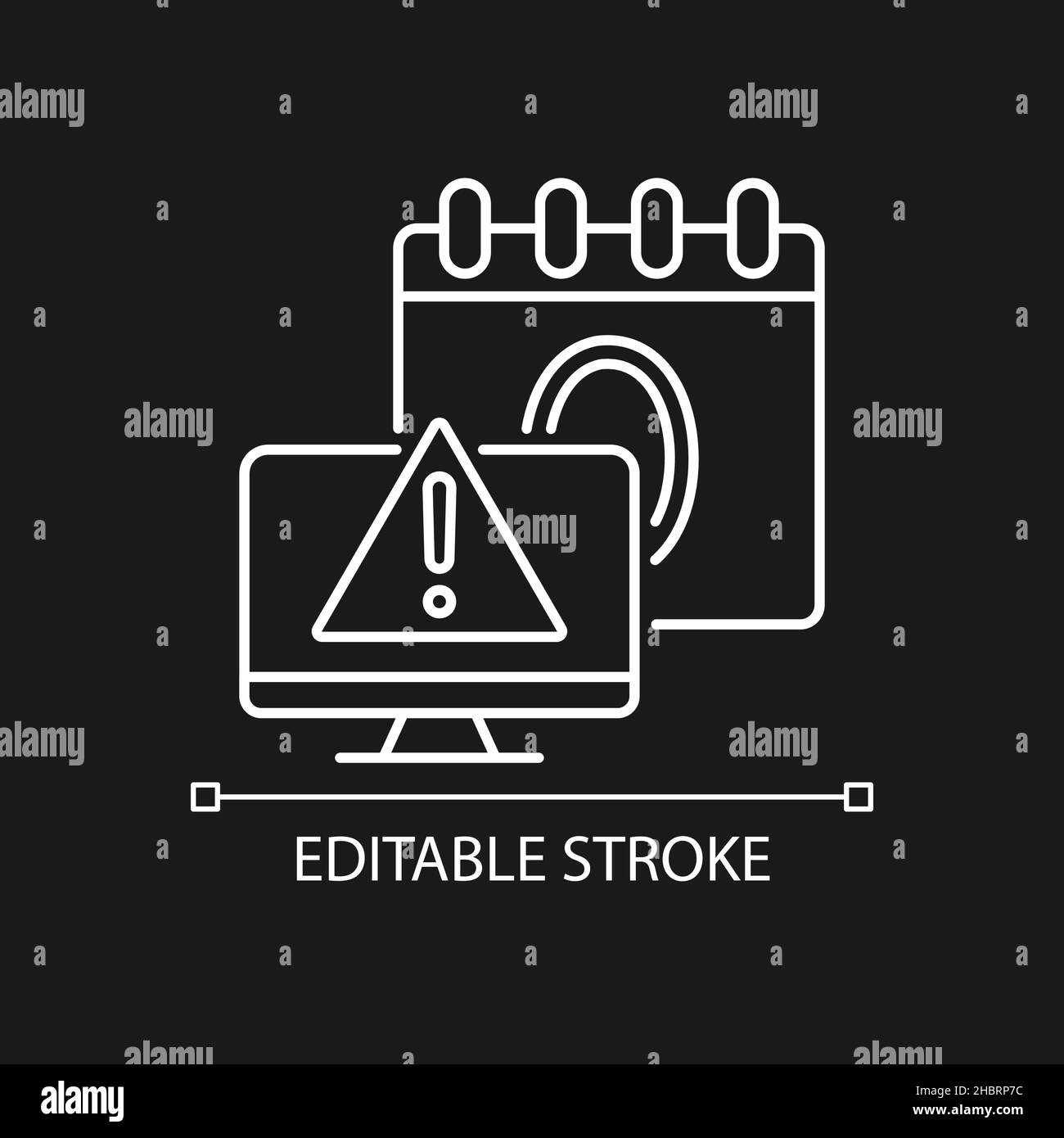 Zero Day Attack weißes lineares Symbol für dunkles Thema Stock Vektor