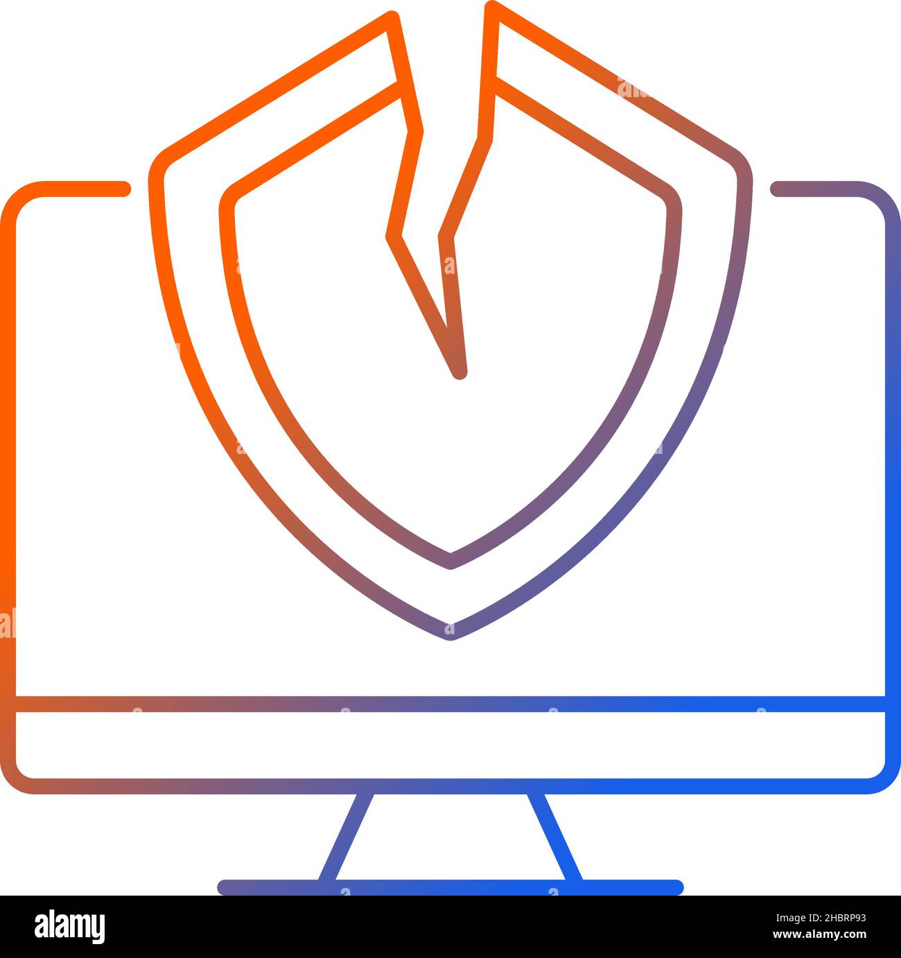 Lineares Vektorsymbol für das Gradienten der Cybersicherheit Stock Vektor