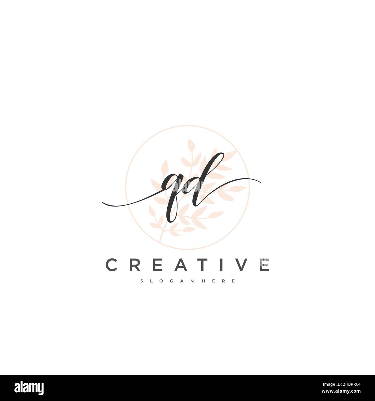 QD anfängliche Handschrift minimalistisches geometrisches Logo Vorlage Vektor-Kunst, Logo für Business-Schönheit, Mode und andere Kunst Stock Vektor
