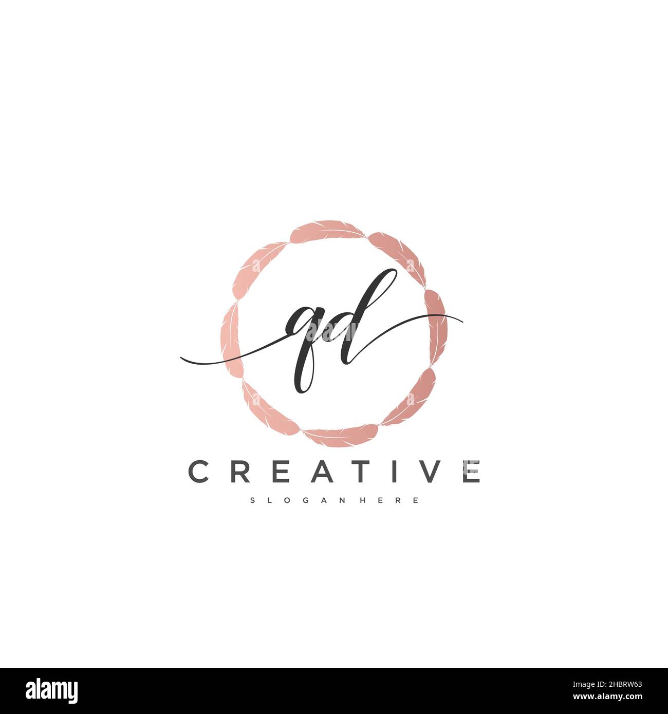 QD anfängliche Handschrift minimalistisches geometrisches Logo Vorlage Vektor-Kunst, Logo für Business-Schönheit, Mode und andere Kunst Stock Vektor