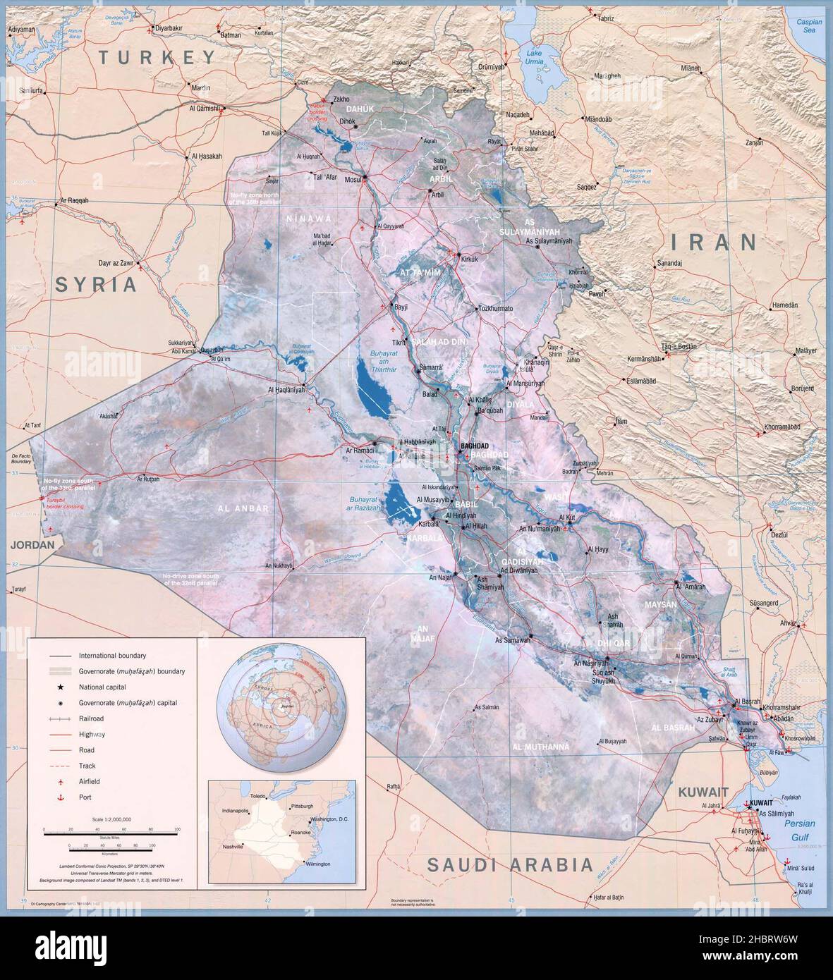 Landkarte des Irak ca. 2003 Stockfoto