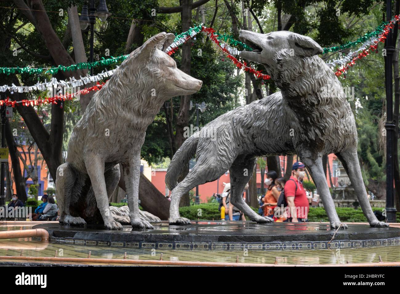 Kojoten Brunnen in Coyoacán, Mexiko-Stadt Stockfoto