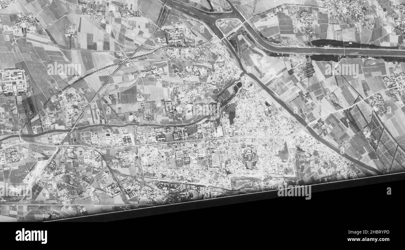 Satellitenbild der Mitte des Bezirks Tongzhou, Peking. Räumlich vorläufig korrigiert. Ca. 20. September 1967 Stockfoto