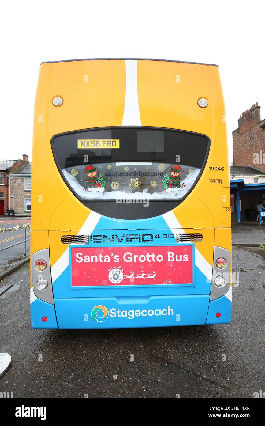 Ayr, Ayrshire, Schottland Stagecoach Buses Santa kommt mit einem Stagecoach