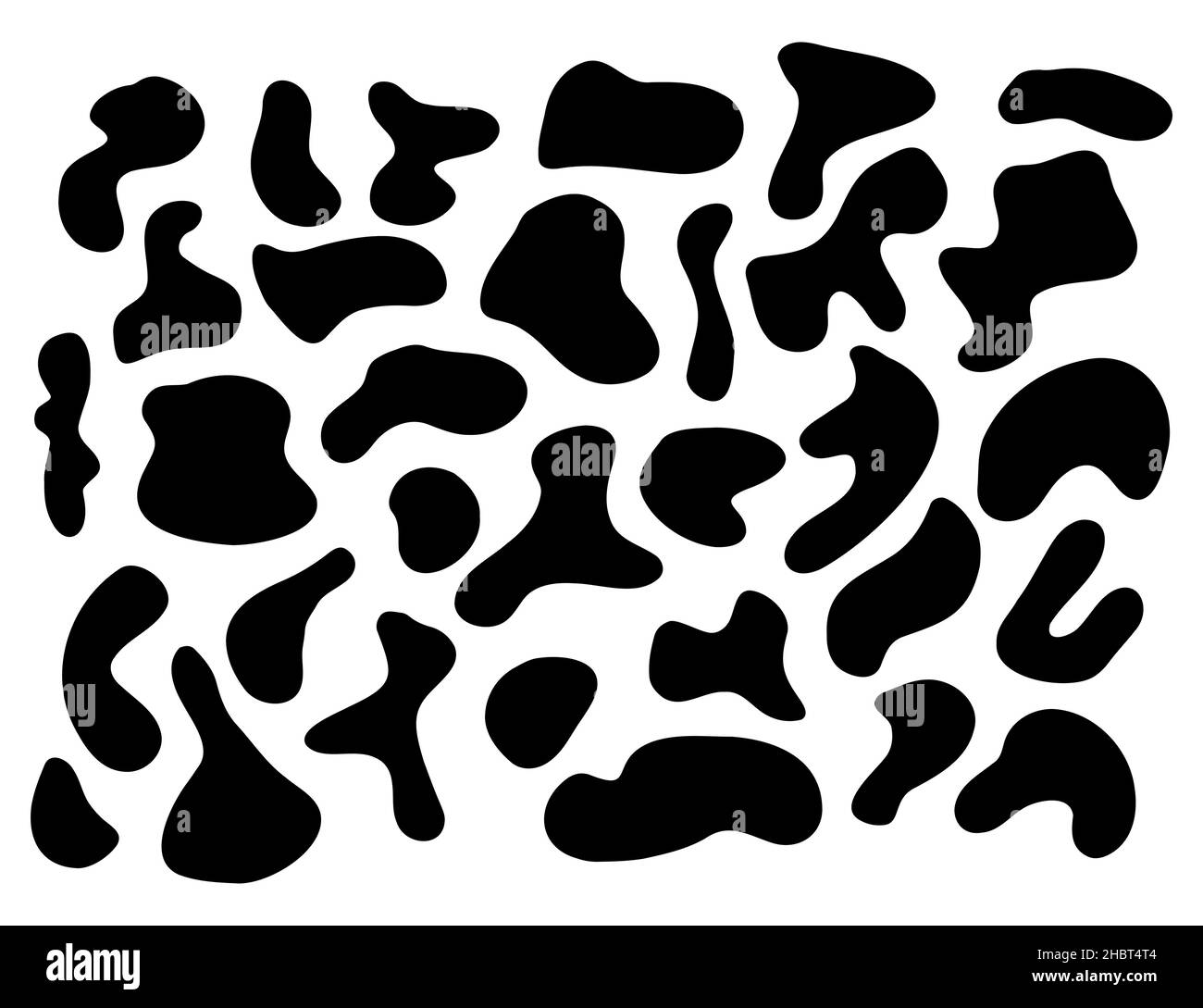 Set aus modernen schwarzen abstrakten flüssigen Formen, Tintenblob einfache Silhoettes für minimalistisches Design Vektor Illustration Stock Vektor